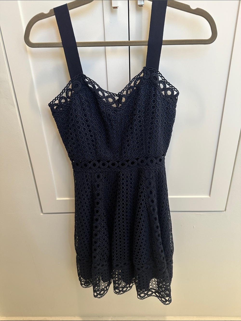 Aqua Navy Blue Crochet Mini Dress